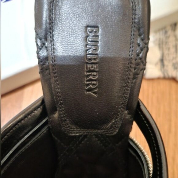 Auth. Burberry black leather peep mules NWT in box and Dustbag - Picture 5 of 11